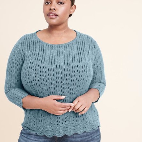 Ryllace Sweaters - Ryllace Pointelle Pure Cashmere Scallop Sweater